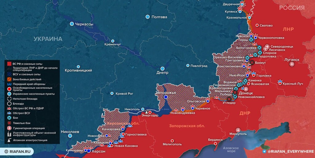 Карта боевых действий на Украине сегодня, к 15.03.2023г.