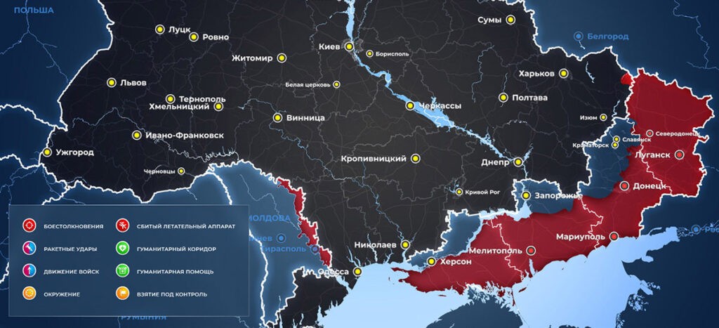 Карта боевых действий на Украине сегодня, обстановка к утру 23 марта 2023 года от Mash