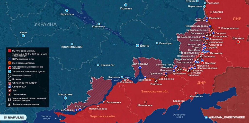 Карта боевых действий на Украине сегодня, 16.06.2023 г. от ФАН