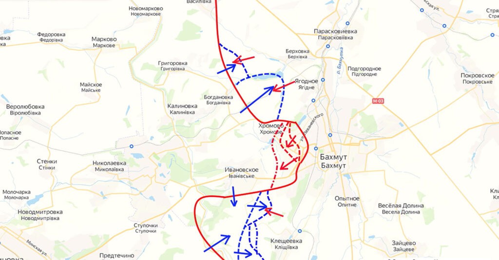 Карта боевых действий на Украине, обстановка на Артёмовском направлении 16.06.2023 г.