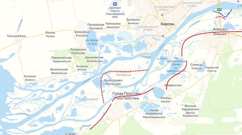 Карта боевых действий на Украине, к утру 11 июля 2023г., Херсонское направление, Антоновский мост