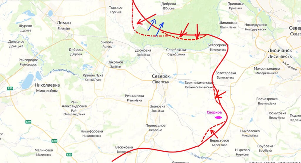 Карта боевых действий на Украине, к утру 11 июля 2023г., Северское направление