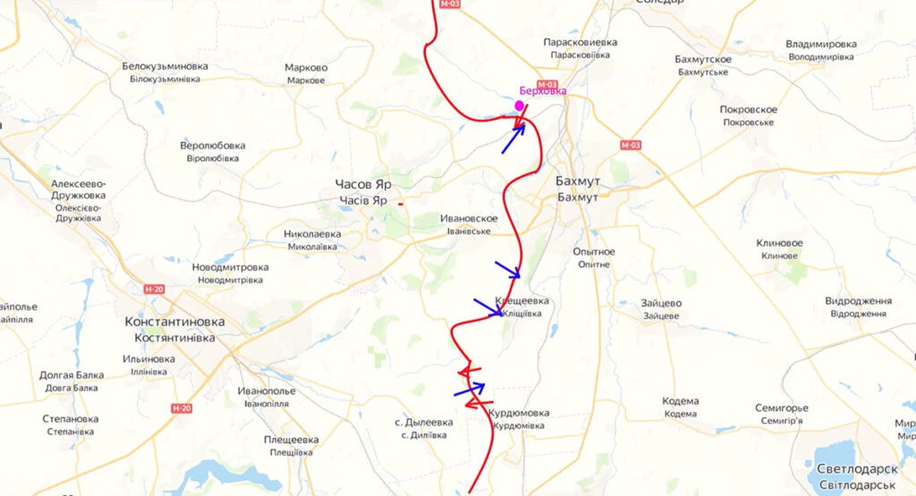 Карта боевых действий на Украине, к утру 11 июля 2023г., Артёмовское направление